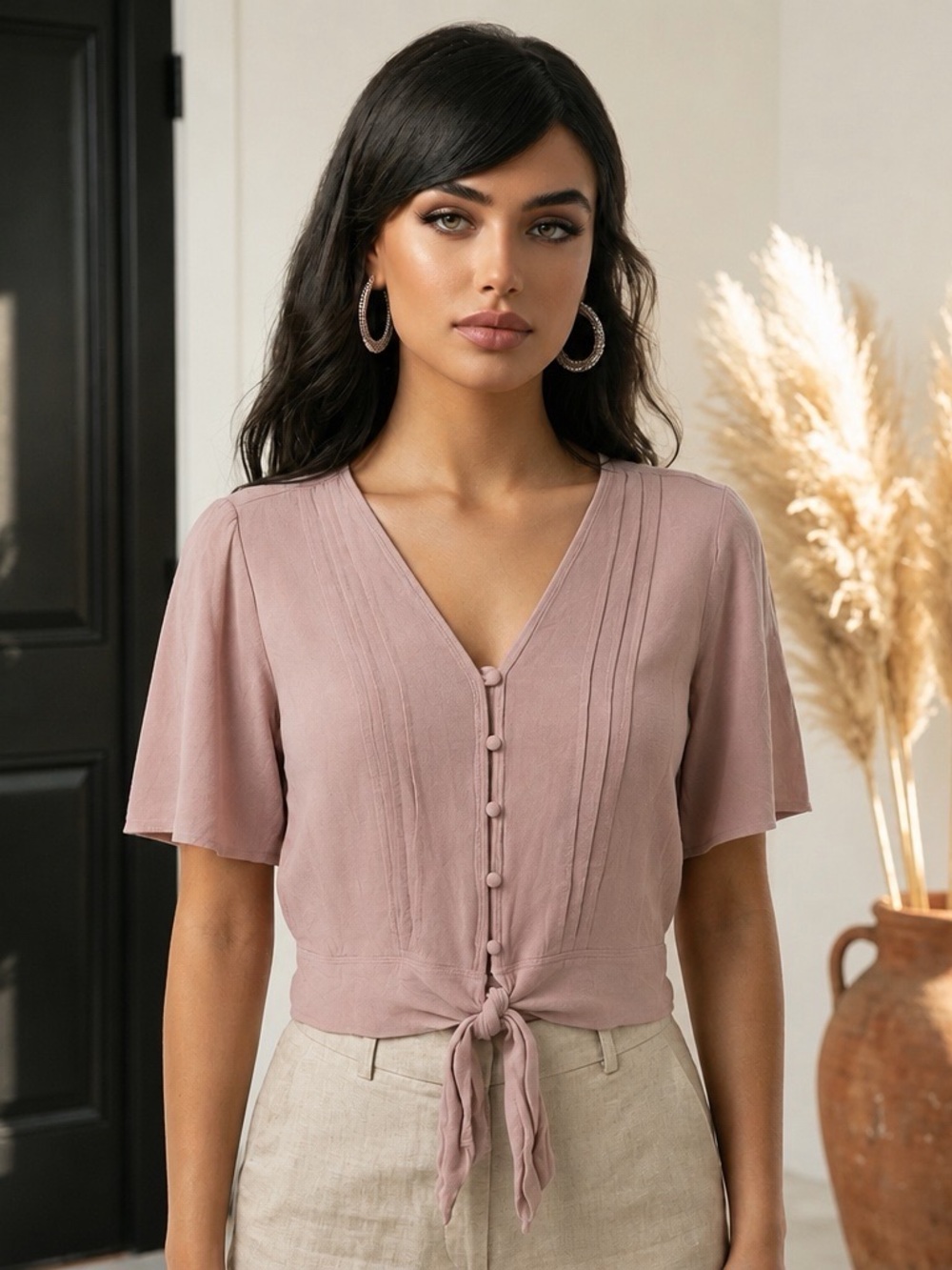 Women’s Abercrombie & Fitch Front V-Neck Blouse Size XS EUC